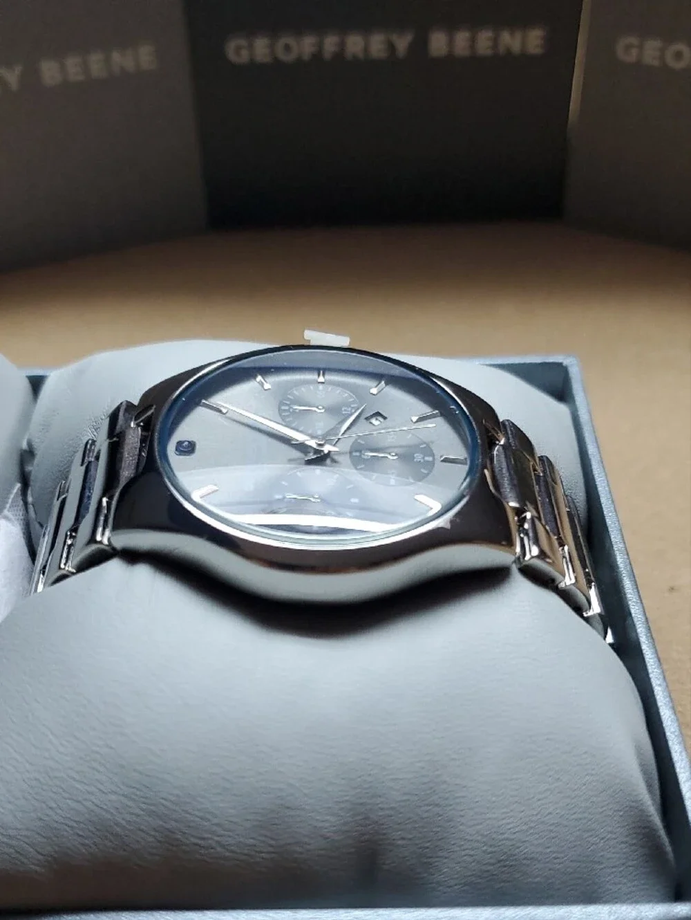 Geoffrey Beene Gold-Tone Men's Chronograph Watch with Gray Dial